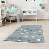 Jimri DOTS kindertapijt - Gestippeld, Regenboog, Sterren - Oeko-Tex - Mint, 80 x 150 cm