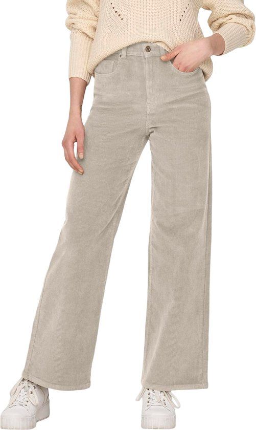 ONLY Hope Global Ex Wide Cord Broek Met Hoge Taille - Beige - W40/L32