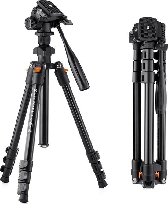 K&F Concept Video Travel Tripod met videohead en telefoonhouder