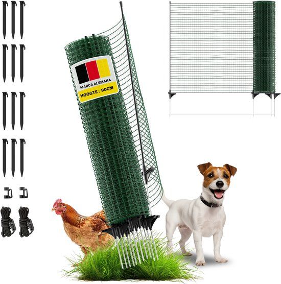 Horizont Omheiningsnet Voor o.a. Hond, Kat, Kip Of Kleine Huisdieren - 90cm Hoog - 15m lang - FIX - Verplaatsbaar Net