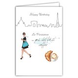 69-4509 Belle Mademoiselle 69-4509 Kaart Belle Mademoiselle Miss Parijse mode Eiffeltoren Croissant Café Clichés Franse elegantie illustratie voor meisjes dames - met envelop formaat 12 x 17 cm - gemaakt in Frankrijk