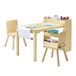 VEVOR Table d'Art pour Enfants avec 2 Chaises, Bureau d'Activité avec Étagères de Rangement 3 Niveaux, Kit en Bois pour Tout-petits, pour Lecture Dessin Bricolage Apprentissage Écriture, Bois Clair