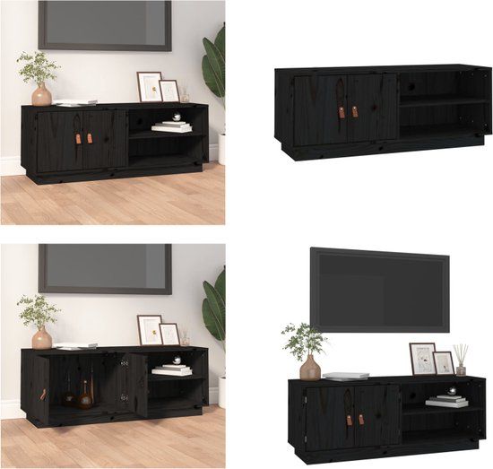 vidaXL Tv-meubel 105x34x40 cm massief grenenhout zwart