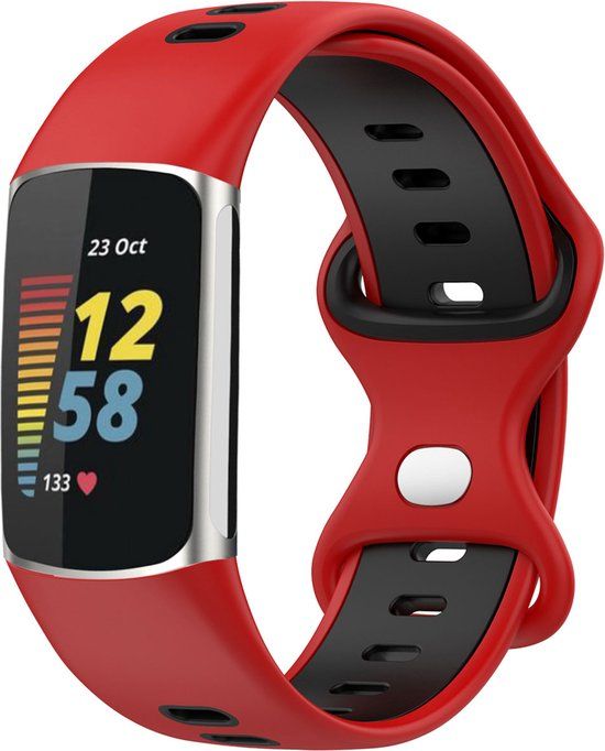 iMoshion Bandje Geschikt voor Fitbit Charge 5 / Charge 6 - Rood - Siliconen sport band