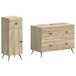 vidaXL - 2-delige - Badkamerkast - Set - BREDA - Sonoma - Eiken - Bewerkt - hout
