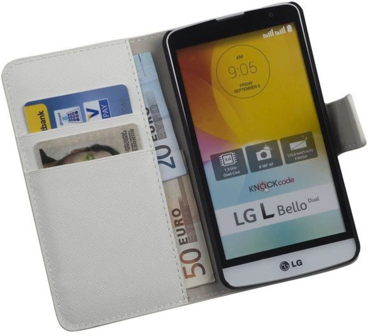 LELYCASE HC Wit LG L Bello Bookcase Wallet case Telefoonhoesje