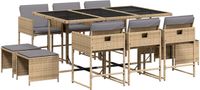 vidaXL 11-delige Tuinset met kussens poly rattan gemengd beige