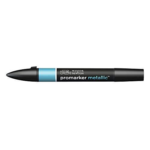 Winsor & Newton 0206695? ProMarker Metallic, professionele lay-outmarker - 2 punten, fijn en breed voor tekeningen, design en lay-outs - metallic blauw