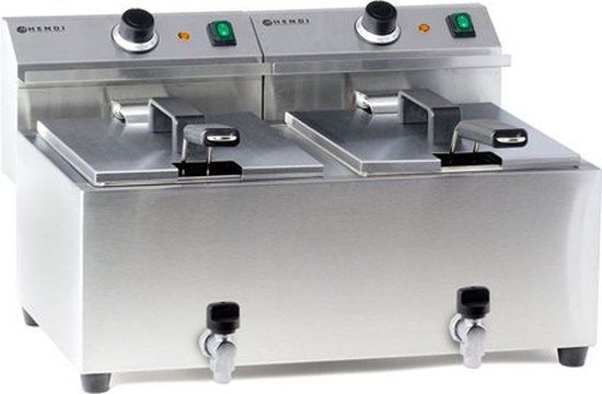 Hendi Friteuse Profi Line - Met Aftapkraan - 2x 8 Liter - 7000W - RVS