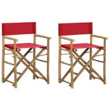 VidaXL Regisseursstoelen 2 st inklapbaar rood bamboe en stof