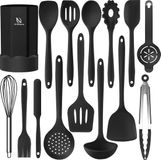 Hi Nature Keukengerei Set met Houder 15 delig - Zwart