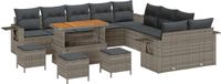 vidaXL Tuinbank - Set - 14 - st - Grijs - poly - rattan