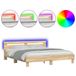 vidaXL Bedframe met hoofdeinde en LED Sonoma eikenkleurig 160x200 cm