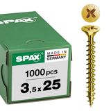 SPAX Universele schroef, 3,5 x 25 mm, 1000 stuks, Voldraad, Verzonken kop, Kruiskop Z2, 4CUT, YELLOX - 1081020350255
