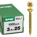 SPAX Universele schroef, 3,5 x 25 mm, 1000 stuks, Voldraad, Verzonken kop, Kruiskop Z2, 4CUT, YELLOX - 1081020350255