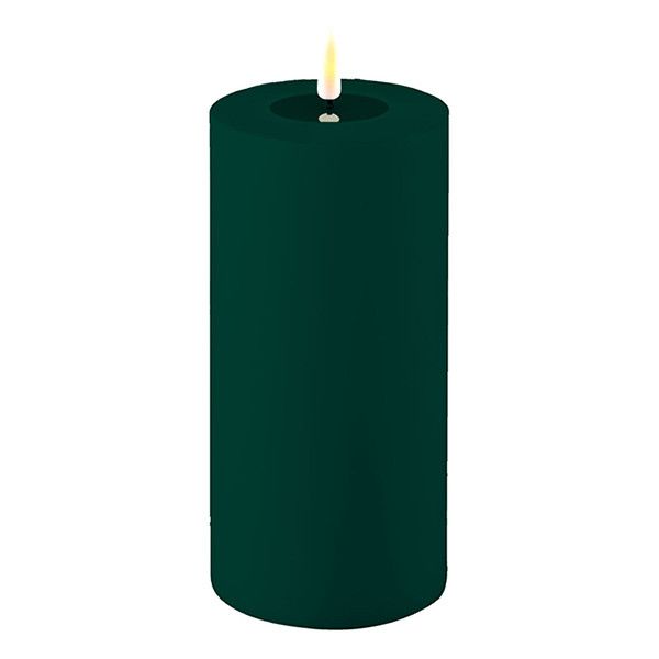 LED Kaars Buiten 10x20cm - Dark Green - 3D Vlam - Deluxe HomeArt