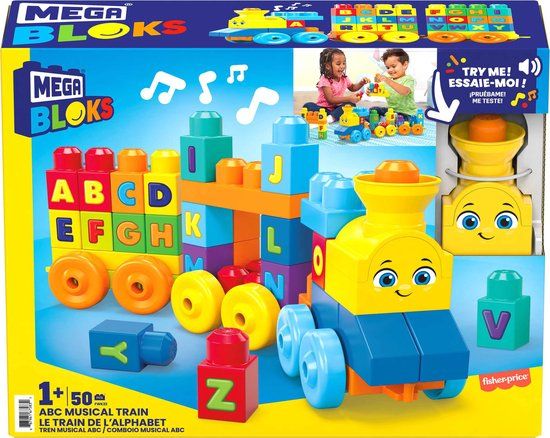 MEGA Bloks ABC Muziektrein - 50 blokken - Bouwstenen met geluiden