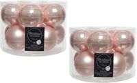 Decoris Boules de Noël - 20x - Rose clair - verre - 6 cm - brillant et mat - décoration de Noël