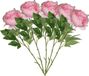 Mica Decorations pioenroos artificiel - 5x - rose - 76 cm - polyester