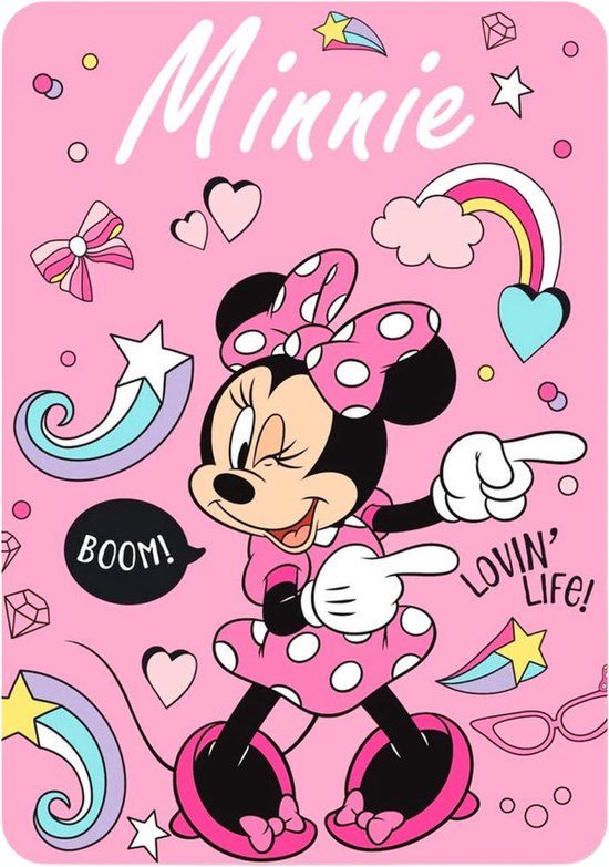 1136 Disney Minnie Mouse fleece deken - roze - 140 x 100 cm