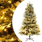 VidaXL Sapin de Noël avec LED et pommes de pin 195 cm PVC et PE vert