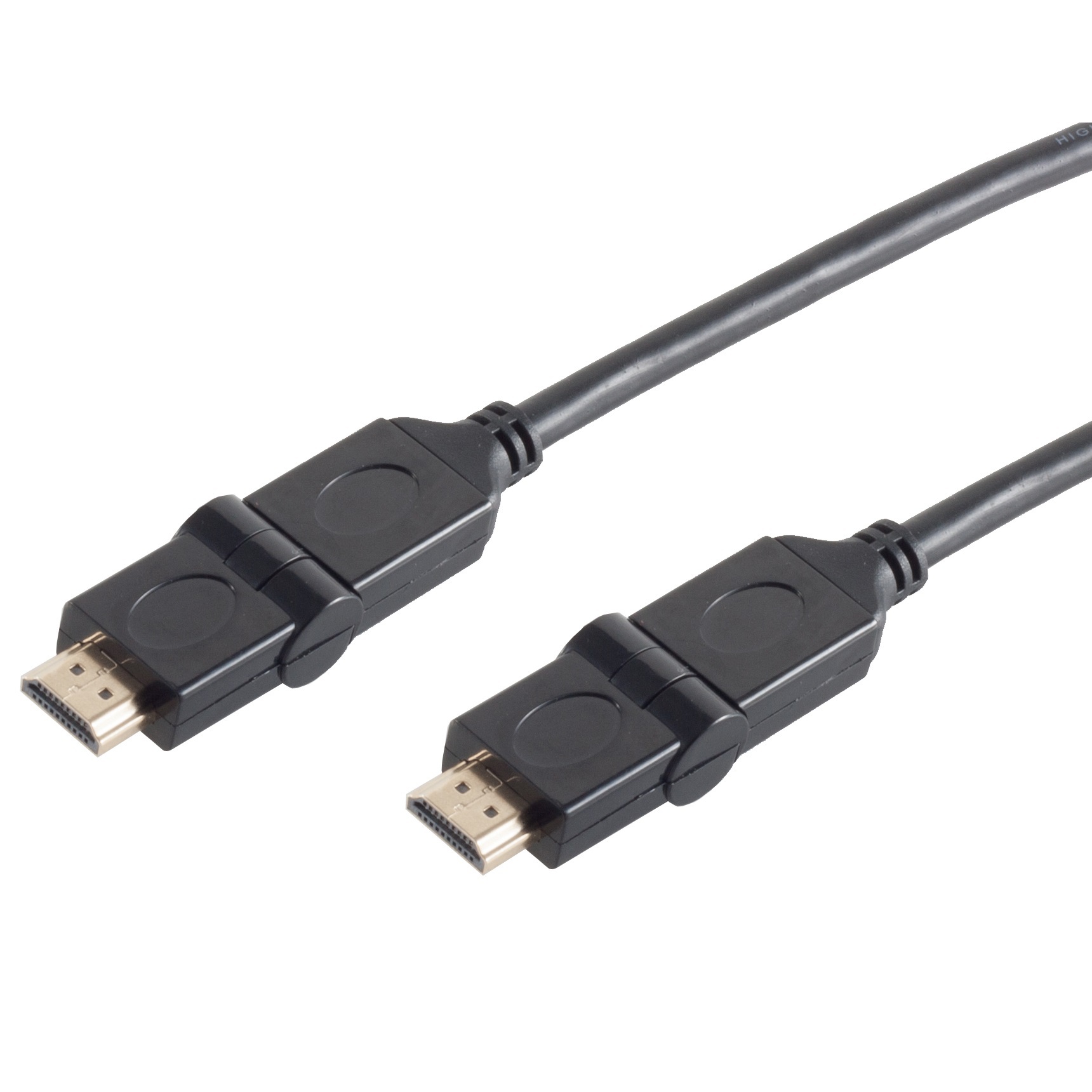 transmedia HDMI kabel 180 Â draaibare connectoren bovenbeneden 1 meter