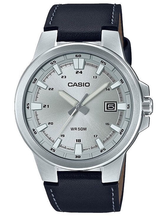 Casio Casio Collection MTP-E173L-7AVEF Horloge - Leer - Zwart - &#216; 41 mm