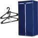 Merkloos / Sans marque Haushalt International Set van mobiele opvouwbare kledingkast met blauwe hoes 160 cm en 20x plastic kledinghangers zwart