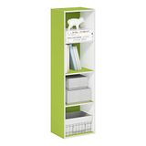 Furinno Pasir 4-Tier Open Plank Boekenkast, Groen/Wit