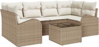 vidaXL Tuinbank Set Beige Polyrattan 124 x 85 x 37 cm