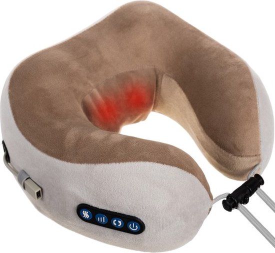 Soulima Verwarmde Nekmassager - Shiatsu & Vibratie Massage - Draadloos - Beige/Bruin