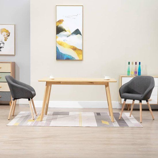 vidaXL Eetkamerstoelen 2 stuks stof donkergrijs