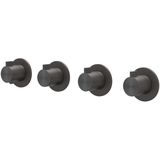 IVY Tribe Afbouwdeel Inbouwthermostaat met 3 Stopkranen Symmetry met Ronde Rozetten - RVS 316 Geborsteld Carbon Black PVD