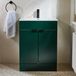 Hudson Reed Cluo 60cm Vert Foncé Meuble de salle de bain avec lavabo et poignées intégrées noires