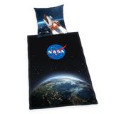 Herding NASA Beddengoedset, kussensloop 70 x 90 cm, dekbedovertrek 140 x 200 cm, soepel lopende ritssluiting, 100% renforcé-katoen, zwart