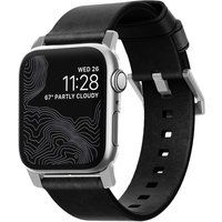 Nomad Strap - Modern - Leer - Zwart - Geschikt voor Apple Watch 44/45/46/49 mm