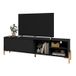 BEAUX MEUBLES PAS CHERS Meuble TV 80 Pouces Noir 1 Porte Coulissante 4 Niches L 185 H 51.5 P 33.5 cm