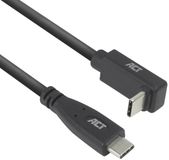 ACT AC7471 USB-C kabel, 1 meter, recht naar haaks (boven/beneden), USB 3.0, 10Gbps, 60W