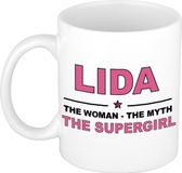 Bellatio Decorations naam cadeau mok - Lida - Woman Myth Supergirl - koffiemok - 300 ml - collega - moederdag