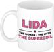 Bellatio Decorations naam cadeau mok - Lida - Woman Myth Supergirl - koffiemok - 300 ml - collega - moederdag