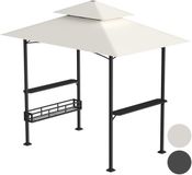 Merkloos Barbecuepaviljoen 238 x 148 x 250 cm Beige Partytent met Dubbele Afdekking Metalen Barbecuetent Tuinpaviljoen pergola