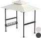 Merkloos Barbecuepaviljoen 238 x 148 x 250 cm Beige Partytent met Dubbele Afdekking Metalen Barbecuetent Tuinpaviljoen pergola