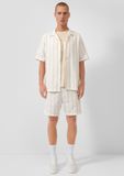 QS s.Oliver QS Bermuda lichtbeige gestreept katoen Regular Fit XL