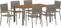 vidaXL Tuin Eettafel Set 7-delig Grijs Polywood