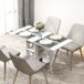 Table de cuisine/salle à manger pliante, déhoussable, 3 étagères, 2 abattants, design moderne, 120 x 60 x 75 cm, blanche