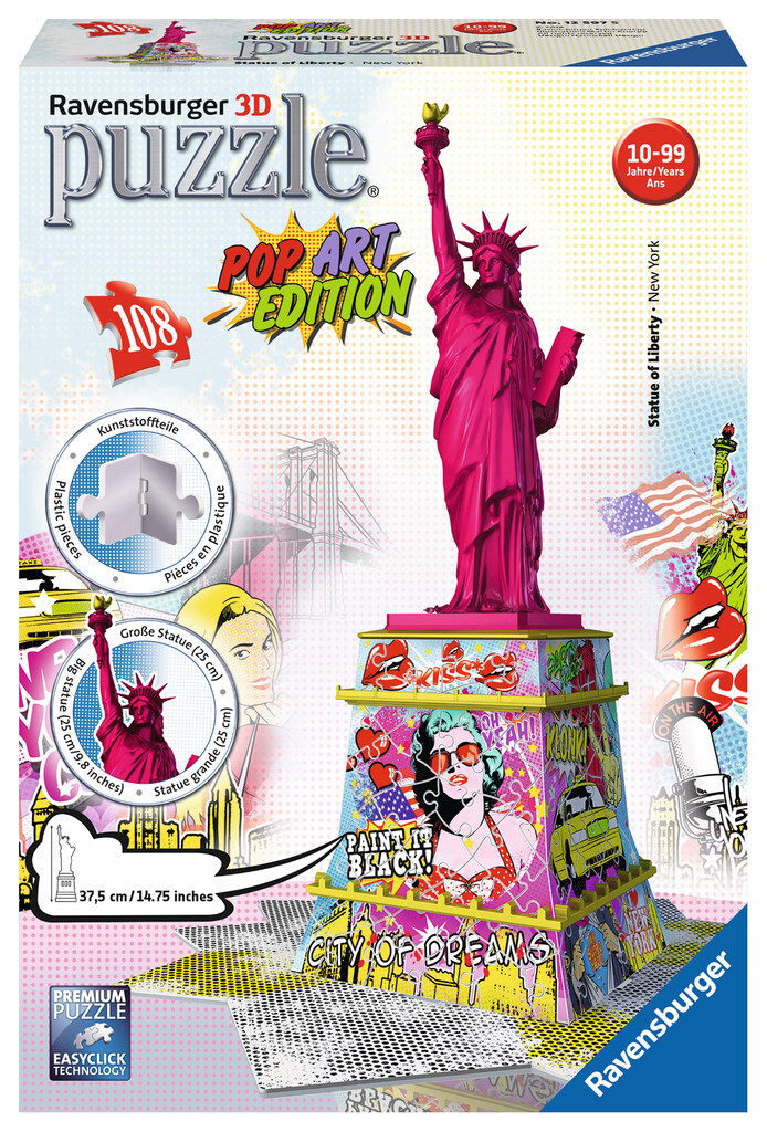 Ravensburger 3D-Puzzle 12597 - Pop Art Edition, Freiheitsstatue, bunt