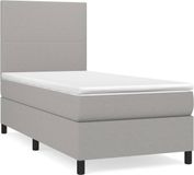 vidaXL Boxspring met matras stof lichtgrijs 90x200 cm