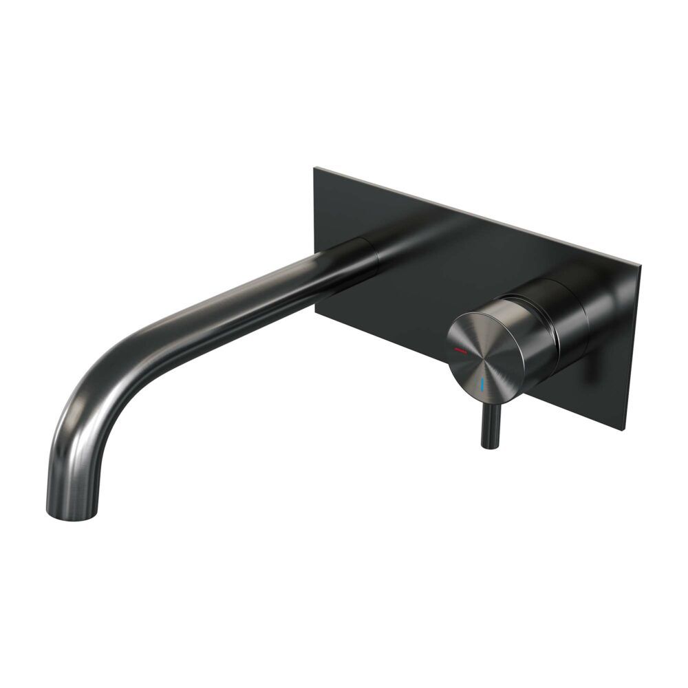Brauer Gunmetal Edition Inbouw Wastafelmengkraan - Gebogen Uitloop - Gunmetal