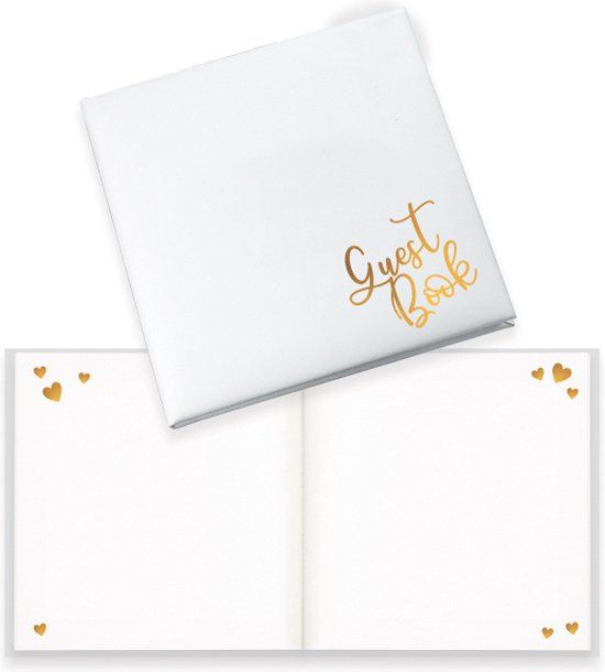 Amscan Gastenboek Just Married Wit Papier 22 x 22 cm