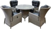 AVH-Collectie Marina Riccione dining tuinset 110 cm rond 5-delig grijs verstelbaar